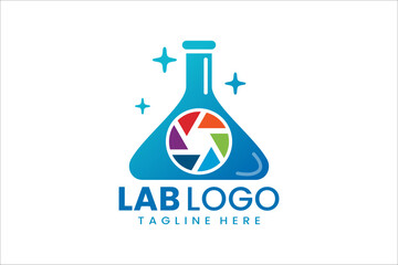 Innovative ScienBold fusion of lab and camera shutter, ideal for science-inspired photography brandingce Lab Camera Logo for Brands