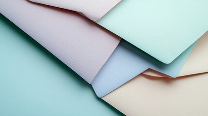 Pastel colored papers arranged in an abstract design
