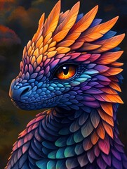 Fototapeta premium Majestic Dragon in Vibrant Watercolor Style