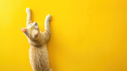 Obraz premium a cat on the yellow background