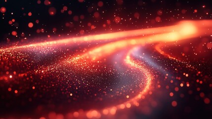 Obraz premium Abstract red and gold sparkling waves of light.