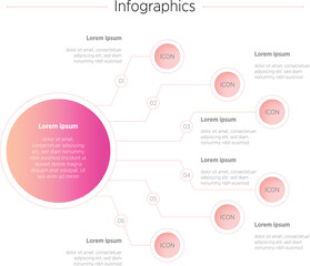 Colorful Vector infographic label design with circle infographic template design and 6 options or steps. Can be used for process diagram, presentations, workflow layout, banner, flow chart, infograph.