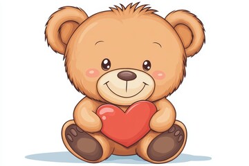 Obraz premium Teddy bear is holding a red heart