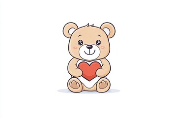 Obraz premium Teddy bear is holding a red heart