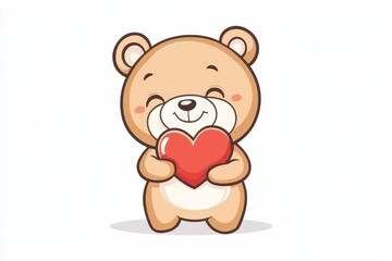 Teddy bear is holding a red heart