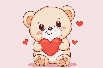 Obraz premium Teddy bear holding a heart