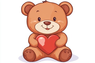 Fototapeta premium Teddy bear is holding a red heart