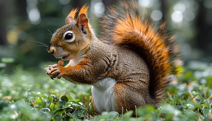 Obraz premium squirrel on the grass