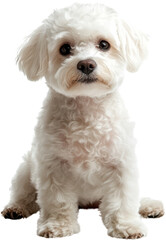 Obraz premium Adorable White Fluffy Dog Maltese Puppy Sitting Pet Portrait Studio Shot