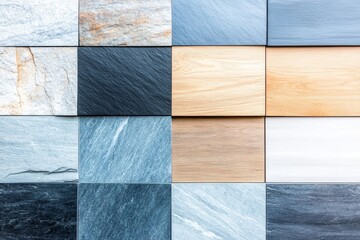 Fototapeta premium Row of tiles with different colors and patterns