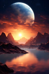 Fototapeta premium sunset over the mountains