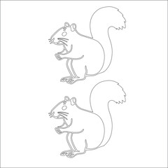 Simple outline drawing of a gray squirrel with a bushy tail, perfect for coloring, crafting, and educational use
