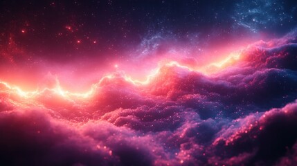 Magical Pink and Purple Nebula Space Background.