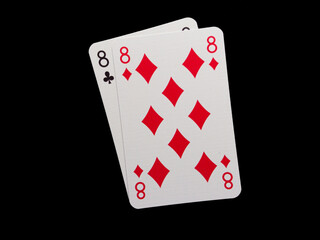 Two playing cards with the number 8 on them