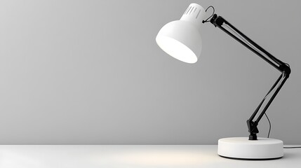 A modern desk lamp with an adjustable arm illuminating a workspace.
