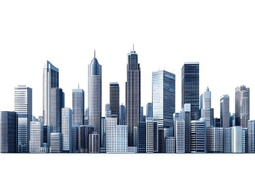 Fototapeta premium A modern city skyline featuring a variety of tall buildings and structures.