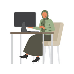 Islamic Women Tech Work Front Computer