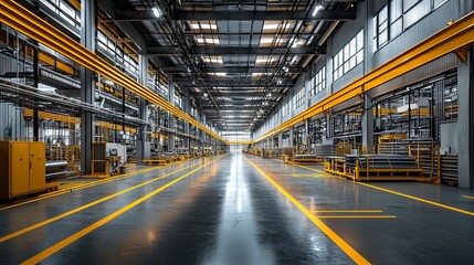 Fototapeta premium Modern Industrial Warehouse with Spacious Aisles