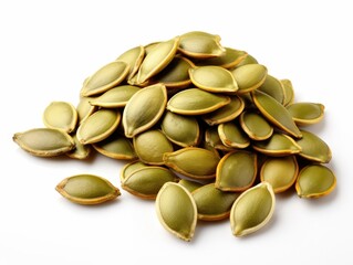 Isolated Fresh Pumpkin Seeds on White Background, Perfect for Healthy Snacks, Recipes, and Culinary Creations, Ideal for Nutrition and Health Enthusiasts