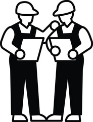 Two men are standing next to each other, both holding papers