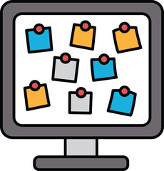 A computer monitor with a bunch of sticky notes on it