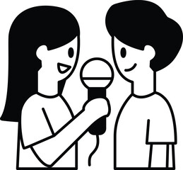 Two children are holding microphones and smiling