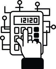 A calculator with the numbers 12120 on it