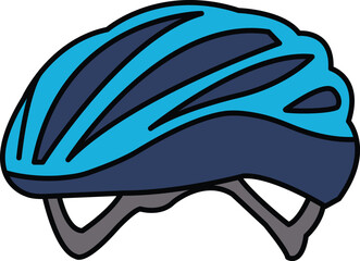 A blue helmet with a black stripe