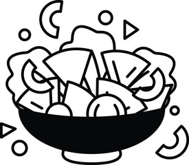 A bowl of salad with a variety of vegetables including tomatoes, cucumbers