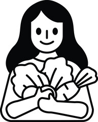 A woman is holding a bunch of vegetables in her arms
