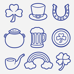 set of St. patrick day with outline good for icon, element design, print design, badge, etc