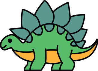 A cartoon drawing of a green dinosaur with a smile on its face