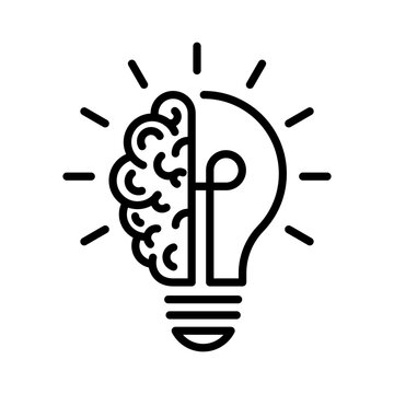 Bulb checkmark black like quick tip line icon. Bulb icon brain, expert, genius, idea, innovation, lamp, light bulb, mark, creative, positive, smart, solution, strategy, think, tick, choice, Vector.