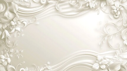 Elegant White Floral Design With Swirling Fabric Background