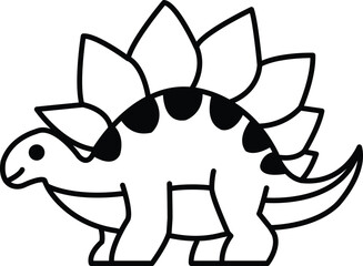 A black and white drawing of a dinosaur with a smile on its face © toonsteb