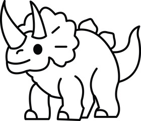 A cartoon drawing of a rhino with a horn on its head