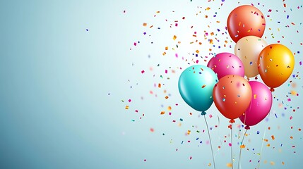 Colorful Balloons Celebrate Festive Occasion With Confetti