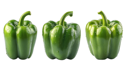 green bell peppers isolated on white background 