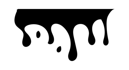Realistic black paint drips isolated on a white background. The flowing black liquid. Dripping paint. Paint flows. Current paint, stains. Current drops. Vector illustration
