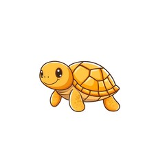 A cute, cartoon-style turtle with a cheerful expression and orange shell.