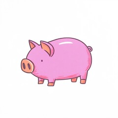 Charmingly Illustrated Pink Piglet: A Delightful Hand-Drawn Cartoon Character. AI Generated