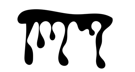 Realistic black paint drips isolated on a white background. The flowing black liquid. Dripping paint. Paint flows. Current paint, stains. Current drops. Vector illustration