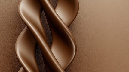 Naklejka premium Swirling ribbons of glossy dark brown chocolate over a textured background.