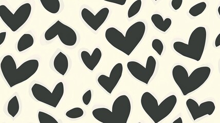 Fototapeta premium Heart Shapes Pattern Background Design for Creative Projects and Romantic Themes in Black and White Shades