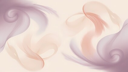Abstract Background Featuring Lavender and Peach Swirls on a Pale Cream Canvas, Evoking Serenity and Soft Elegance