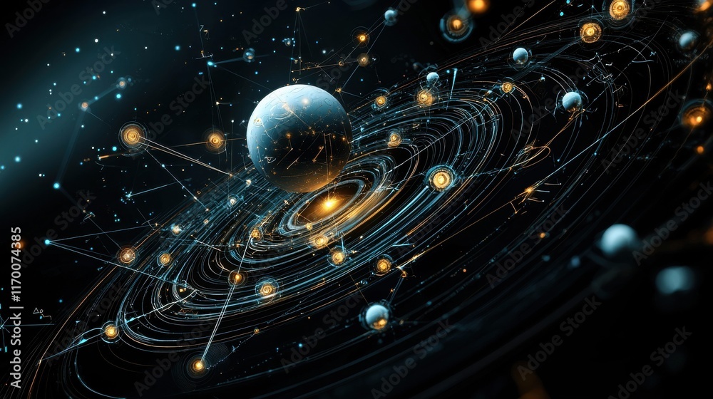 Poster Exploring abstract design of trivitino particles with fractal e standard in cosmic environments a visual journey through quantum concepts