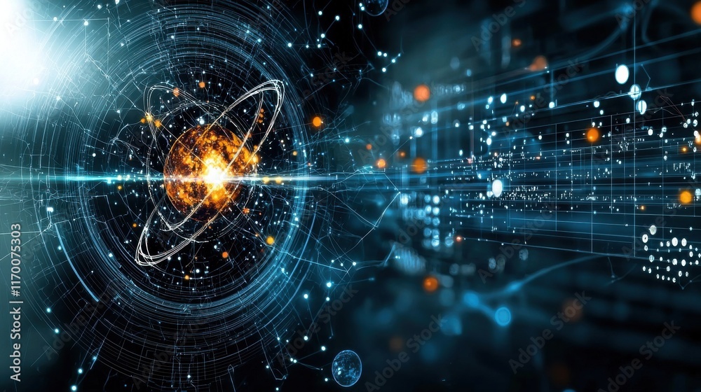 Poster Artistic rendering of a trivitino particle emitting q standard quantum realm digital illustration abstract environment macro viewpoint scientific concept for enhanced seo engagement
