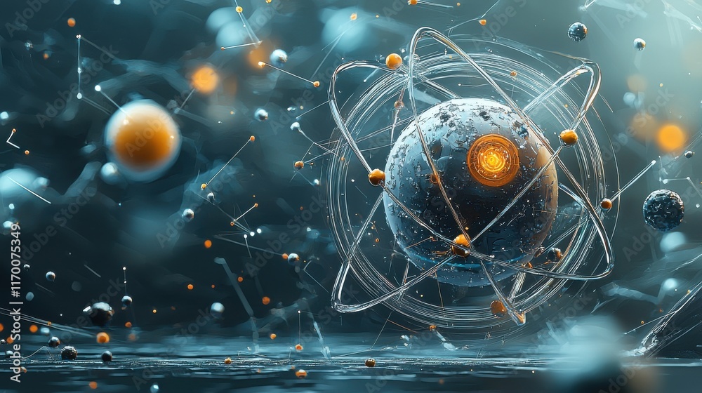 Aufkleber Artistic rendering of a trivitino particle emitting q standard in a cosmic environment digital art conceptual viewpoint