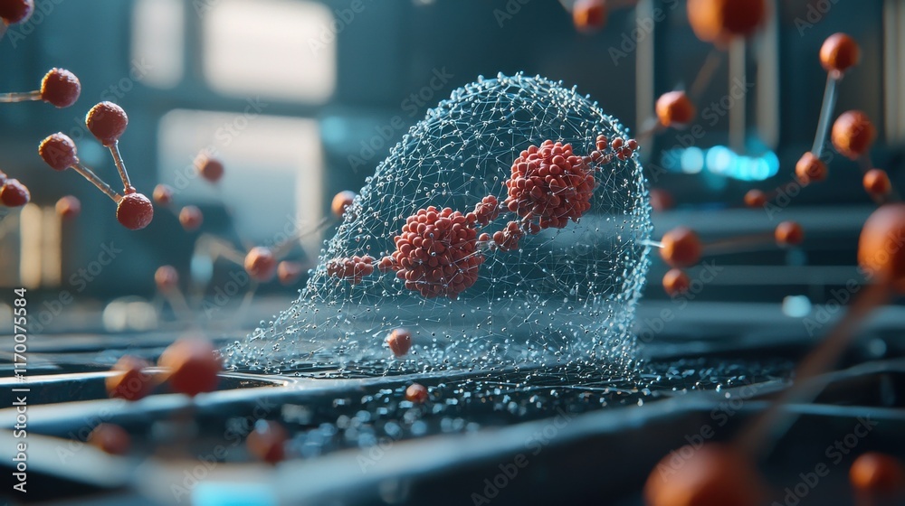 Fototapete exploring the dynamic interactions of trivitino particles in a quantum environment through artistic 