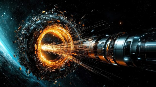 Emitting conceptual trivitino particles cosmic rays in standard conditions scientific visualization space environment dynamic perspective particle physics for cosmic exploration